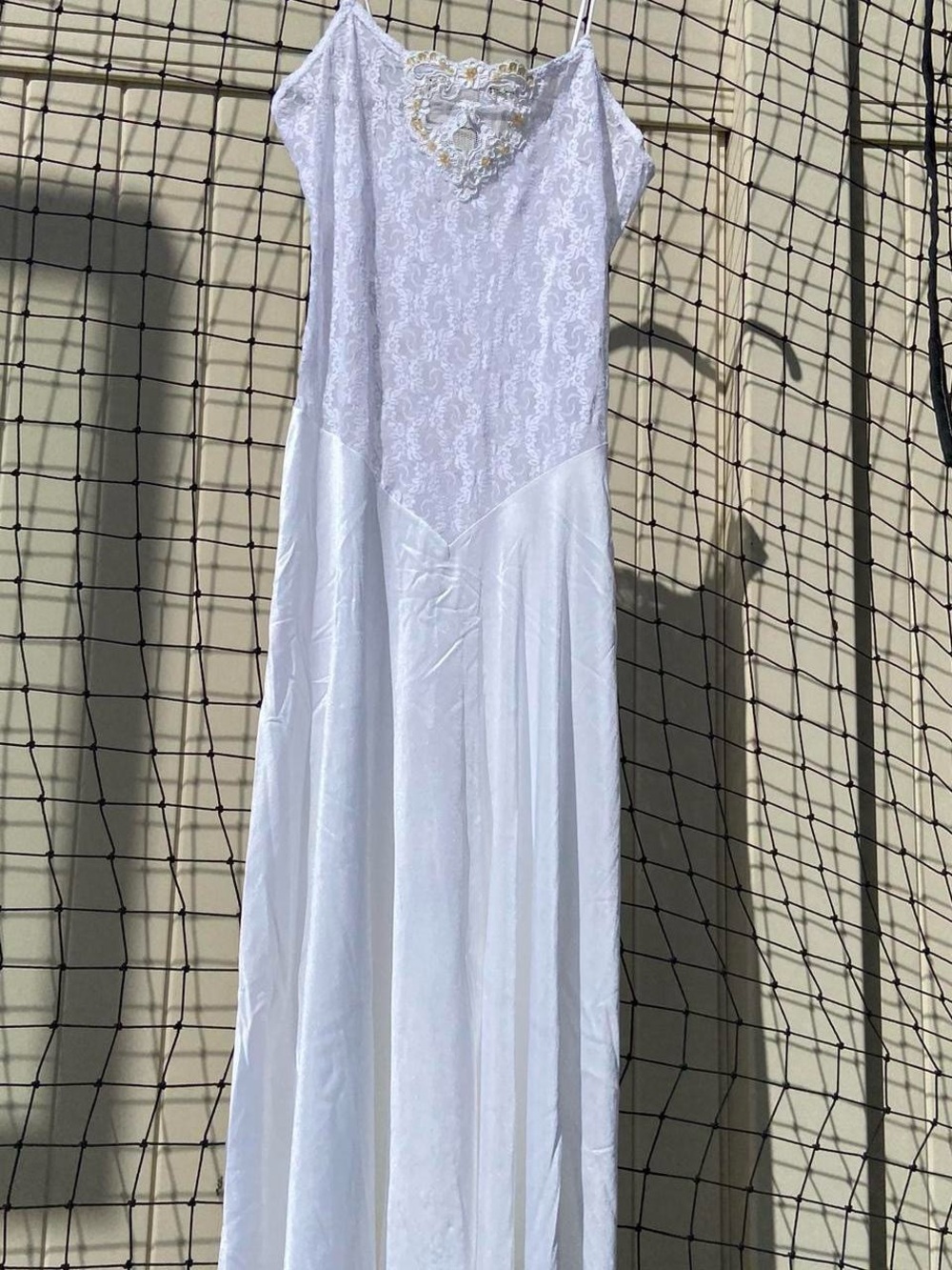 Vintage white nylon lace bodice midi slip dress - Picture 3 of 5
